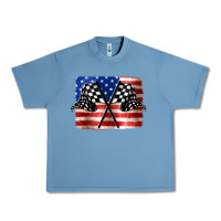 Pebble Blue American Racing Flag Urban Heavy Tee - JahusDesignShop