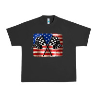 Pigment Black American Racing Flag Urban Heavy Tee - JahusDesignShop