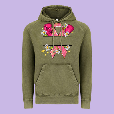 Personalized Breast Cancer Ribbon Vintage Hoodie Designed By Nancycooperartshop