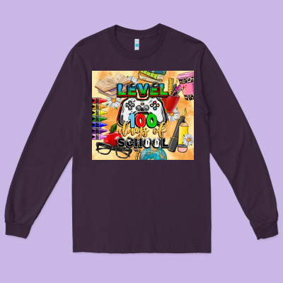 Level 100 Days Of School Long Sleeve Tee Designed By Cowgirlartshop