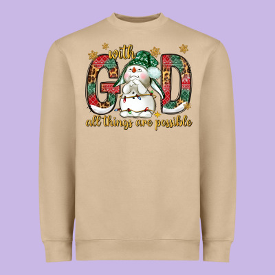 With God All Things Are Possible With Snowman Bbs Heavyweight Sweatshirt Designed By Bundleandbundleshop