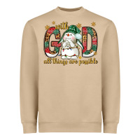 Mushroom with god all things are possible with snowman bbs Heavyweight Sweatshirt - BundleAndBundleShop