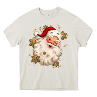 Cream Christmas santa claus Heavy Core Tee - MaliasSmallBusiness