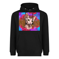 Black purple glitter roses sphynx cat Heavyweight Hoodie - LillyAllenDesigns