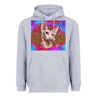 Heather Grey purple glitter roses sphynx cat Heavyweight Hoodie - LillyAllenDesigns