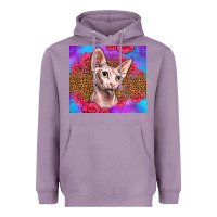 Lavender purple glitter roses sphynx cat Heavyweight Hoodie - LillyAllenDesigns