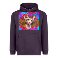 Plum purple glitter roses sphynx cat Heavyweight Hoodie - LillyAllenDesigns