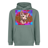 Sage purple glitter roses sphynx cat Heavyweight Hoodie - LillyAllenDesigns