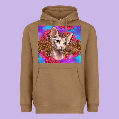 Purple Glitter Roses Sphynx Cat Heavyweight Hoodie Designed By Lillyallendesigns