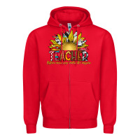 Red Teacher Zipper Hoodie - CowhideDigitalArt