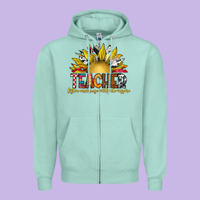 Teacher Zipper Hoodie Designed By Cowhidedigitalart