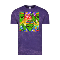 Cloud Purple Pride LGBTQ+ aliens and stars with rainbow Vintage Tee - NancyCooperArtShop