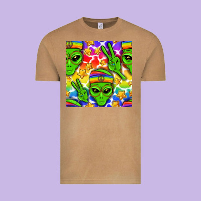 Pride Lgbtq+ Aliens And Stars With Rainbow Vintage Tee Designed By Nancycooperartshop
