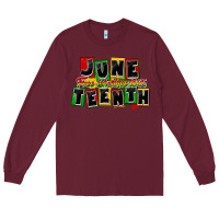 Burgundy juneteenth freeish since 1865 Long Sleeve Tee - CowGirlArtShop