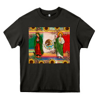 Asphalt mexico flag our lady of guadalupe san judas sunflower Heavy Core Tee - JahusDesignShop