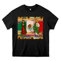 Black mexico flag our lady of guadalupe san judas sunflower Heavy Core Tee - JahusDesignShop