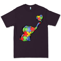 Plum autism awareness elephant Premium Tee - LillyAllenDesigns