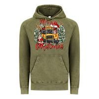 Vintage Olive merry christmas school bus Vintage Hoodie - texasbilliewilder