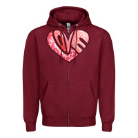 Burgundy heart shaped love valentine's day Zipper Hoodie - LillyAllenDesigns