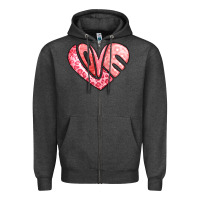 Charcoal Heather heart shaped love valentine's day Zipper Hoodie - LillyAllenDesigns