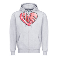 Heather Grey heart shaped love valentine's day Zipper Hoodie - LillyAllenDesigns