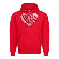 Red heart shaped love valentine's day Zipper Hoodie - LillyAllenDesigns