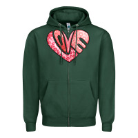 Sports Green heart shaped love valentine's day Zipper Hoodie - LillyAllenDesigns