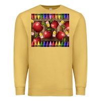 Antique Gold Crayons And Apples Premium Sweatshirt - LillyAllenDesigns