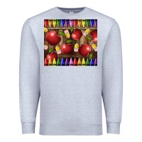 Heather Grey Crayons And Apples Premium Sweatshirt - LillyAllenDesigns