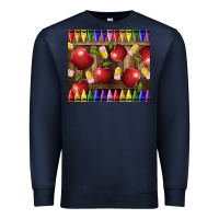 Navy Crayons And Apples Premium Sweatshirt - LillyAllenDesigns