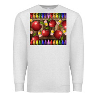 Oatmeal Heather Crayons And Apples Premium Sweatshirt - LillyAllenDesigns