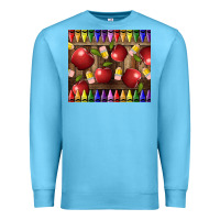 Ocean Blue Crayons And Apples Premium Sweatshirt - LillyAllenDesigns