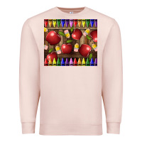 Pale Pink Crayons And Apples Premium Sweatshirt - LillyAllenDesigns