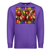 Purple Crayons And Apples Premium Sweatshirt - LillyAllenDesigns