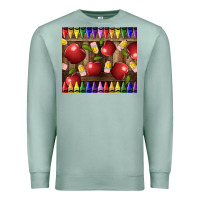 Seafoam Crayons And Apples Premium Sweatshirt - LillyAllenDesigns