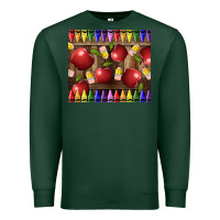Sports Green Crayons And Apples Premium Sweatshirt - LillyAllenDesigns