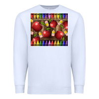 White Crayons And Apples Premium Sweatshirt - LillyAllenDesigns