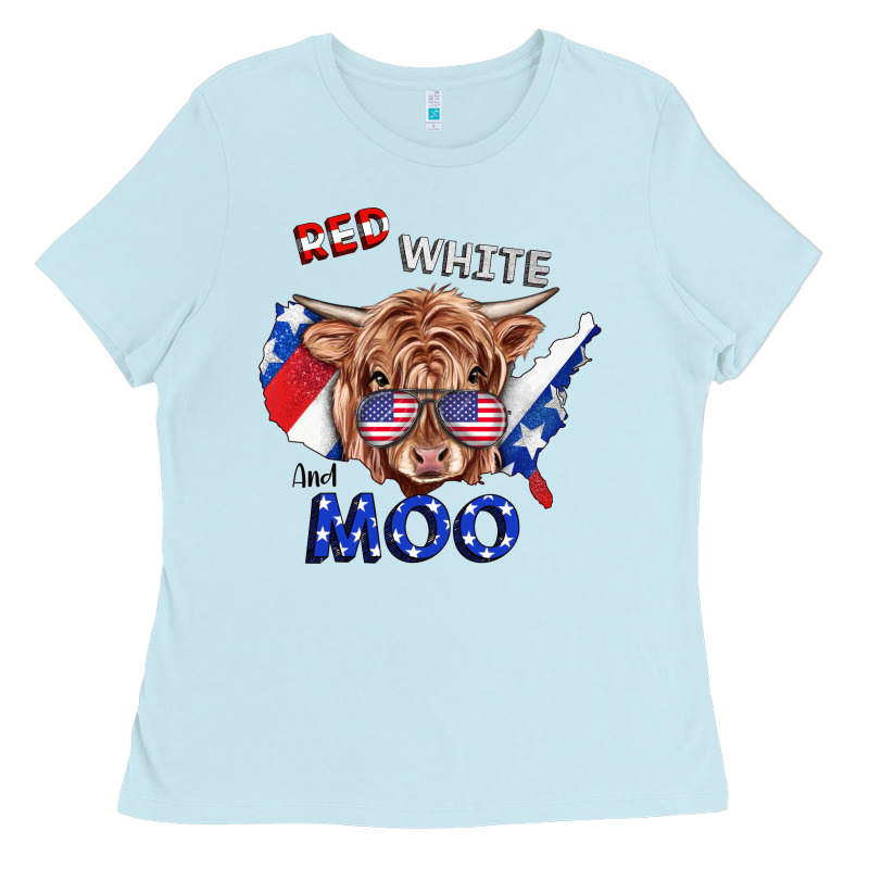 Red White And Moo Cow Ladies Tee by RanaPortraitStore | Teevron