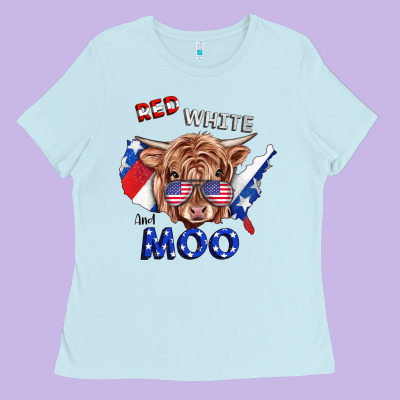 Red White And Moo Cow Ladies Tee Designed By Ranaportraitstore