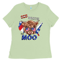 Matcha Red White And Moo Cow Ladies Tee - RanaPortraitStore