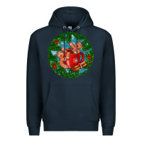 Navy gingerbread men with hot chocolate Premium Hoodie - BundleAndBundleShop