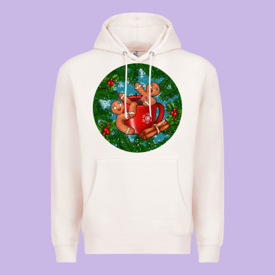 Gingerbread Men With Hot Chocolate Premium Hoodie Designed By Bundleandbundleshop