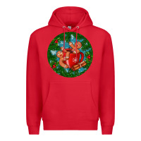 Red gingerbread men with hot chocolate Premium Hoodie - BundleAndBundleShop