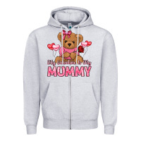 Heather Grey my valentine is my mummy Zipper Hoodie - LillyAllenDesigns