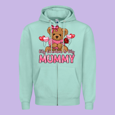 My Valentine Is My Mummy Zipper Hoodie Designed By Lillyallendesigns