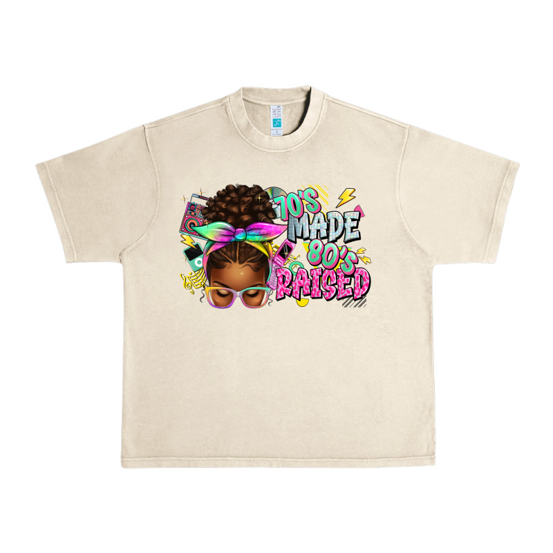 70's Made 80's Raised Afro Messy Bun Urban Heavy Tee by texasbilliewilder | Teevron