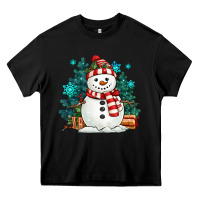 Black christmas snowman Heavy Core Tee - MaliasSmallBusiness