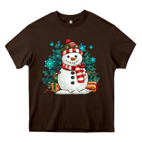 Chocolate Brown christmas snowman Heavy Core Tee - MaliasSmallBusiness