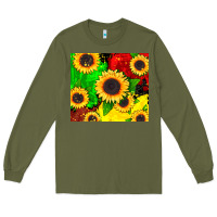 Army Green juneteenth sunflowers Long Sleeve Tee - CowGirlArtShop