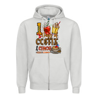 Dove Grey 100. Days Of Coffee  Chaos Zipper Hoodie - CowhideDigitalArt